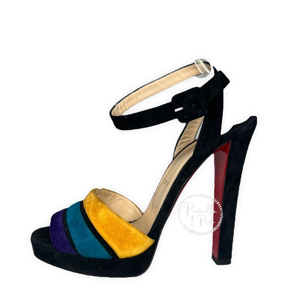 Christian Louboutin Color Block Viva Bella 140 Veau Velours Sandals Platform - Picture 6 of 15